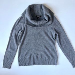 Lord and Taylor 100% Cashmere Cowl Neck Sweater Grey Large